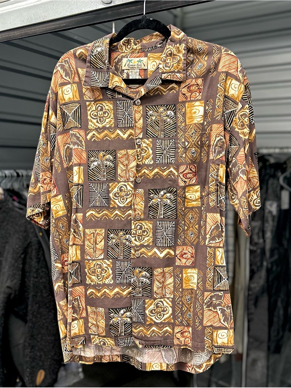 Vintage Brown Color Block Kona Kai Trading Co. Hawaiian Shirt